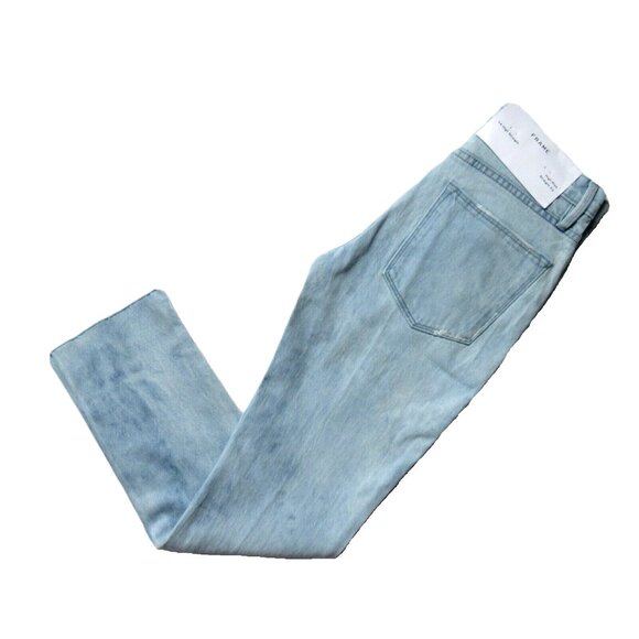 NWT Frame Le High Straight in Cloud Tie Dye Raw Hem Stretch Crop Jeans 24 - Picture 4 of 13